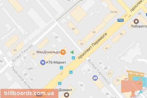 Citylight A in Chernihiv, 1.2x1.8  Перемоги просп. - Княжа вул. scheme