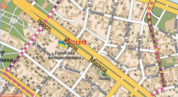 Citylight B in Dnipro (Dnipropetrovsk), 1.2x1.8  Dmitra Avornic'kogo prosp. - Voskresens'ka st. (Lenina st.), (zupinka) No7 scheme