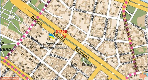 Citylight B in Dnipro (Dnipropetrovsk), 1.2x1.8  Dmitra Avornic'kogo prosp. - Voskresens'ka st. (Lenina st.), (zupinka) No12 scheme