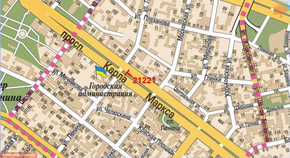 Citylight A in Dnipro (Dnipropetrovsk), 1.2x1.8  Dmitra Avornic'kogo prosp. - Voskresens'ka st. (Lenina st.), (zupinka) No13 scheme