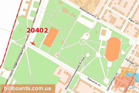 Billboard B in Kramatorsk, 3x6  Oleksi Tihogo st. (Sergo Ordzonikidze st.) - Druzbi st. (Lenina st.) scheme