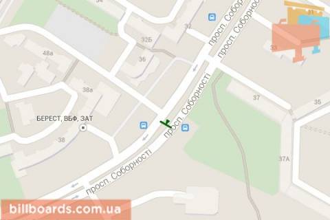 Billboard A in Lutsk, 3х6  Sobornosti prosp., 38 - Vaceslava Cornovola st. scheme