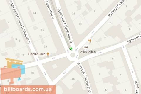 Citylight B in Lviv, 1.2x3.6  Sevcenka Tarasa prosp., 28 scheme