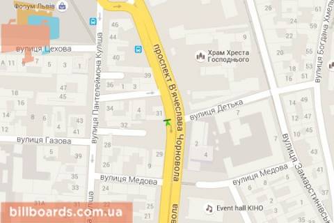 Citylight B in Lviv, 1,2х1,8  Vaceslava Cornovola prosp., 31 (vid centru) scheme