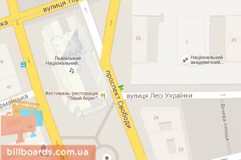 Citylight A in Lviv Svobodi prosp. - Lesi Ukrainki st. (vid centru) scheme