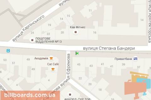 Citylight B in Lviv Stepana Banderi st., 45 - Akademika Efremova st. (vid centru) scheme