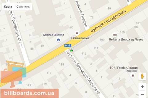 Citylight A in Lviv, 1,2х1,8  Gorodoc'ka st., 113 - Bernarda Meretina st. (v centr) scheme