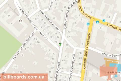 Citylight B in Lviv, 1,2х1,8  Ivana Franka st. - Mihajla Grusevs'kogo st. (v centr) scheme