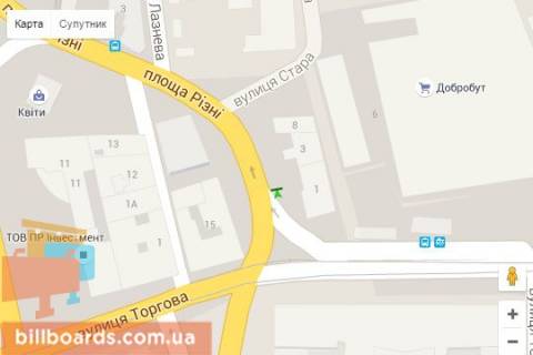 Citylight A in Lviv Rizni pl. - Knaza Aroslava Osmomisla pl. - Staromis'ka st. - Torgova st. scheme