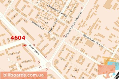Billboard A in Mykolaiv, 3х6  Miru prosp., 21 - Peremogi pl. scheme