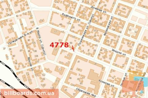 Billboard B in Mykolaiv, 3х6  Pogranicna st. (Cigrina st.) - Puskins'ka st. scheme