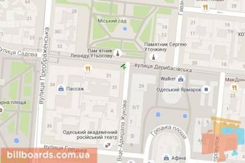 Citylight B in Odessa, 1.2x3.6  Deribasivska st., 31 - Vice-Admirala Zukova st. scheme