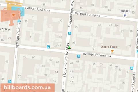 Citylight B in Odessa, 1.2x3.6  Puskins'ka st., 39 - Uspens'ka st. scheme