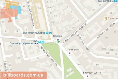 Citylight B in Odessa, 1,2х1,8  Staroportofrankivs'ka st. - Tiraspol's'ka st. scheme