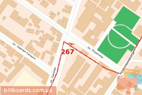 Billboard A in Poltava, 3x6  Sinna st. - Puskina st. scheme