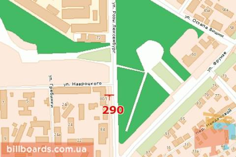 Billboard B in Poltava Raisi Kiricenko st., 80/1 - Navroc'kogo st. scheme