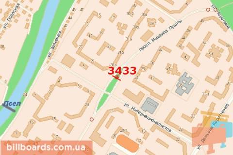 Billboard A in Sumi Mihajla Luspi prosp., 24 (zup. "Internacionalistiv") scheme