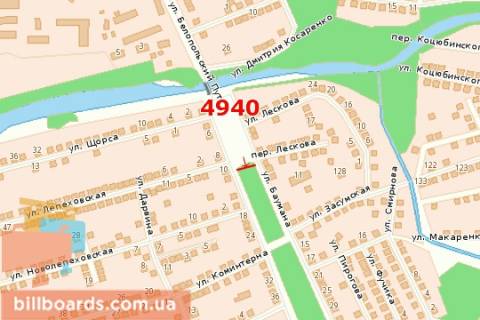 Billboard A in Sumi Stepana Banderi st. (Baumana st.), 10 - Lepehivs'ka st. (liva) scheme