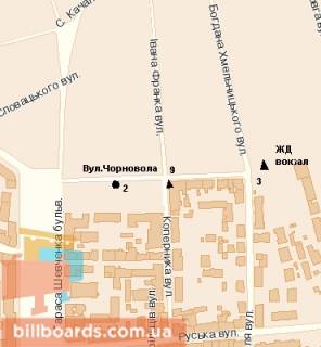 Citylight A in Ternopil, 1.2x1.8  Коперника вул., 1 - Чорновола вул. scheme