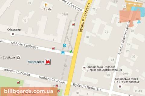 Citylight B in Kharkiv, 1.2x3.6  Sums'ka st., 39 - Svobodi pl., (kolona) (storona S) scheme