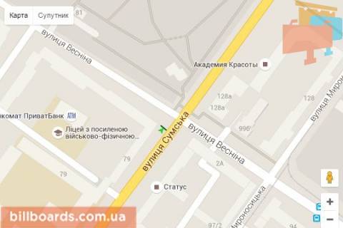 Citylight B in Kharkiv, 1,2х1,8  Sums'ka st., 77/79 - Vesnina st. scheme
