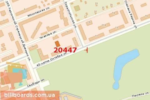 Billboard A in Kherson, 3x6  Nebesnoi sotni st. (40-ricca Zovtna st.) - Tiraspol's'ka st. scheme