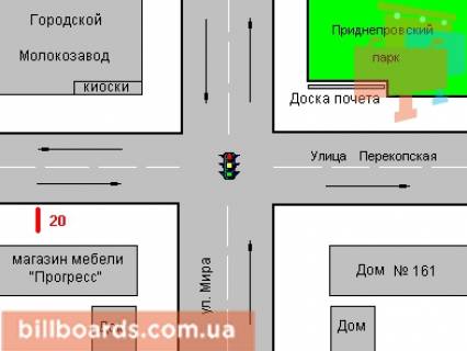 Citylight B in Kherson, 1.2x1.8  Perekops'ka st., 163 scheme