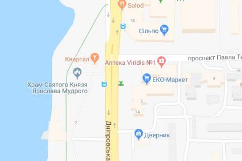 Citylight B in Kyiv, 1,2х1,8  Dniprovs'ka nab., No3 "TRC Silver Breeze" - Pavla Ticini prosp. scheme