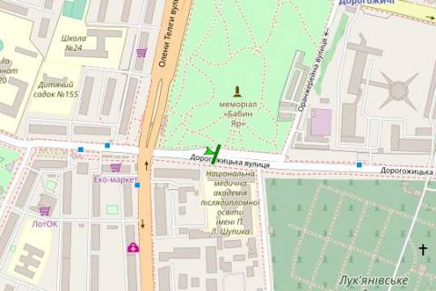 Citylight A in Kyiv, 1,2х1,8  Dorogozic'ka st., 9, rozpodiluvac  (v napramku O.Teligi) scheme