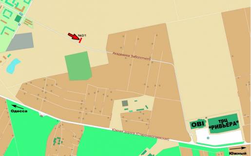 Billboard B in Odessa, 3х6  Zabolotnogo 2/1 B (trcRiv'era) scheme