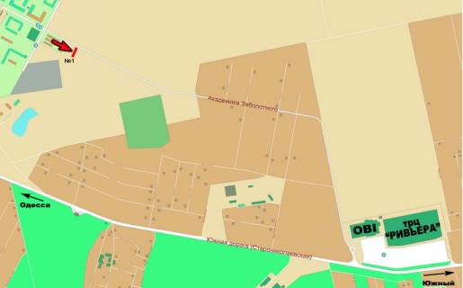 Billboard A in Odessa, 3х6  Zabolotnogo 1 A (trcRiv'era) scheme