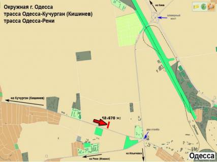 Billboard B in Odessa trasi, 3х6  Odessa - Kucurgan 12+670 B derev'a scheme