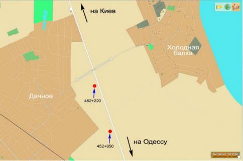 Billboard A in Dachne, A  Odessa - Kiev 452+220 scheme