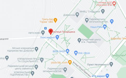 Citylight A in Ladizhin м. Ладижин вул.Процишина біля ТЦ Комфорт  scheme