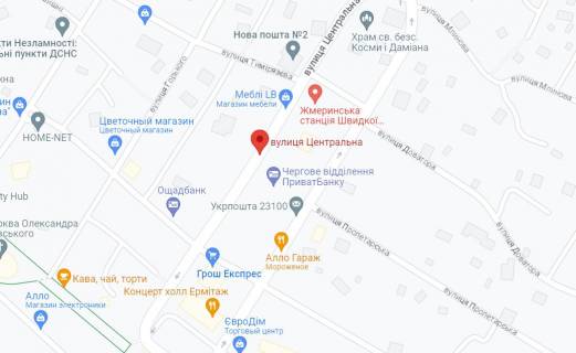 Billboard B in Zhmerynka m. Zmerinka st. Central'na 1 scheme