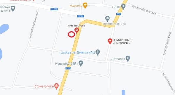 Billboard A in Nemiriv m. Nemiriv viizd  st. I.Franka ( napramok do m. Illinci) scheme