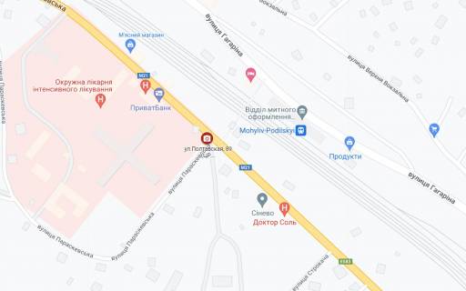 Billboard B in Vinnytsia m. Bar s. Placina u napramku  vid ZD vokzalu scheme