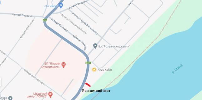 Billboard A in Stry st. Savuri 2B, teritoria AZS (trasa Kiiv-Cop) scheme