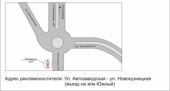 Billboard + in Zaporizhzhya st. Novokuznec'ka, v'izd-viizd v mrn Pivdennij scheme