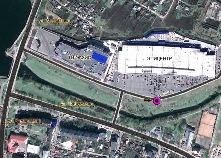 Billboard A in Khmelnitsky, 3*6  novaa doroga, "EPICENTR", TRC "OAZIS", zaizd na "EPICENTR". nepodalik: "Epicentr", supermarket "Tavria V", "Sil'po", TRC "Oazis", central'nij rinok, elitna zabudova "Nabereznij kvartal" (centr) scheme