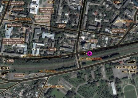 Billboard A in Khmelnitsky, 3*6  perehresta st.Skobli - st.Grusevskogo. (centr) scheme