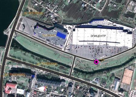 Billboard B in Khmelnitsky, 3*6  novaa doroga, "EPICENTR", TRC "OAZIS", zaizd na "EPICENTR". nepodalik: "Epicentr", supermarket "Tavria V", "Sil'po", TRC "Oazis", central'nij rinok, elitna zabudova "Nabereznij kvartal" (centr) scheme