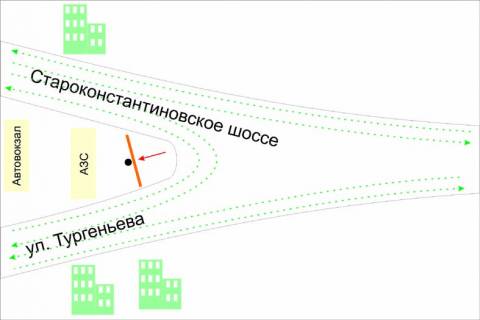 Billboard A in Shepetivka, 3*6  Starokostantinivs'ke sose. nepodalik:  (v'izd v misto, v centr) scheme