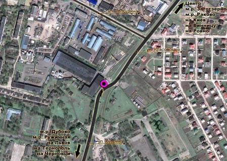 Billboard A in Khmelnitsky, 3*6  perehresta st.Trudova - st.Cornovola. nepodalik: supermarket "ATB", bud.marketi "Cvah", "UkrInstal", AZS "UkrNafta" (v centr) scheme