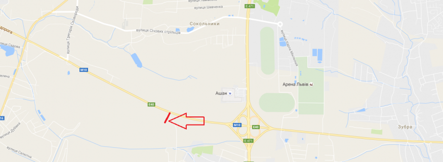 Billboard B in Lviv route, 3х12  М-10, Західний обхід м. Львова, км 14+100, scheme