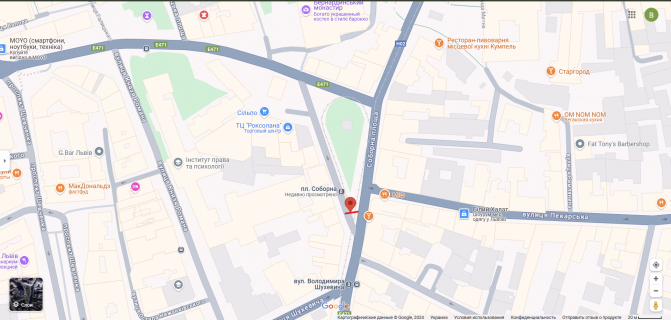 Citylight A in Lviv, 1,2х1,8  Площа Соборна  (зупинка) scheme