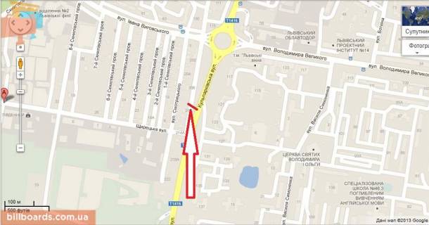 Billboard B in Lviv st.Kul'parkivs'ka 123 (v napramok do centra) scheme