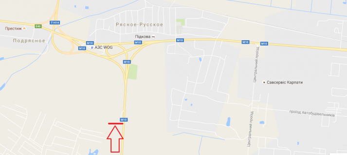 Billboard B in Lviv route, 3х6  М-10, Під'їзд до м.Львова, км 0+400 scheme