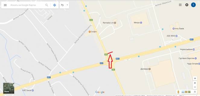 Billboard A in Lviv route, 3х12  вул.Городоцька до Епіцентру scheme