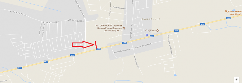 Billboard B in Konopnytsia, 3х6  М-11 Шегині Львів, км 13+500, праворуч scheme